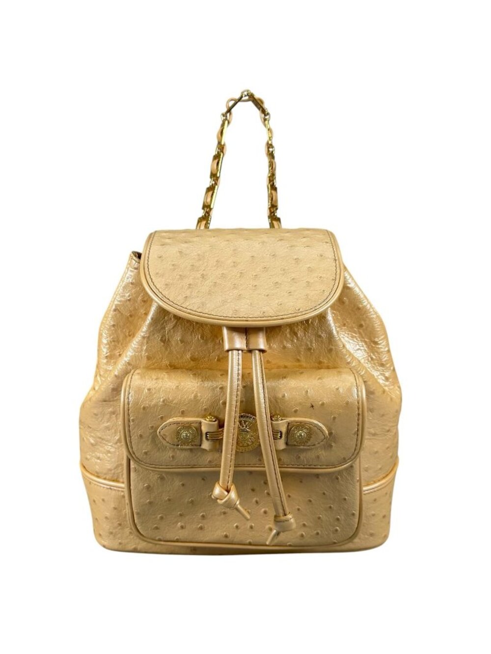 Versace Sunburst Leather Yellow Backpack Gold